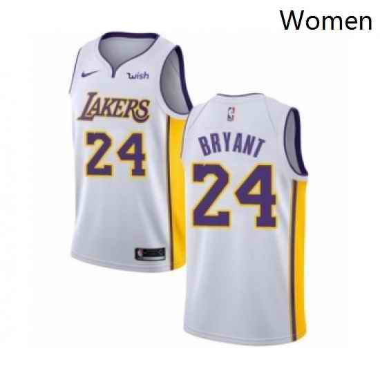Womens Los Angeles Lakers 24 Kobe Bryant Authentic White Basketball Jersey Association Edition